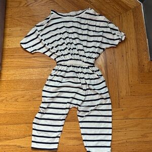 Nordstrom Blue & White Striped Jumpsuit with Button Details - Size 2